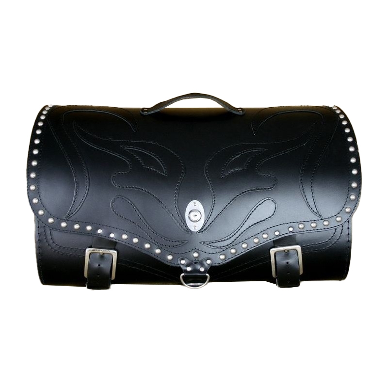 RSA K22 Black Demon sac de moto en cuir noir avec rivets 42 l