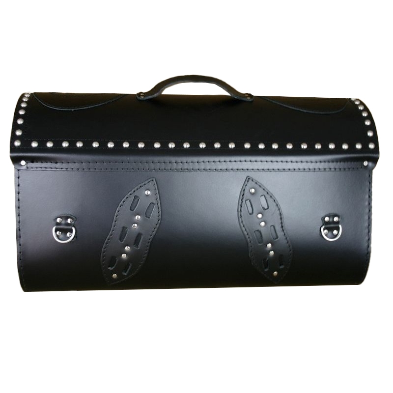 RSA K22 Black Demon sac de moto en cuir noir avec rivets 42 l