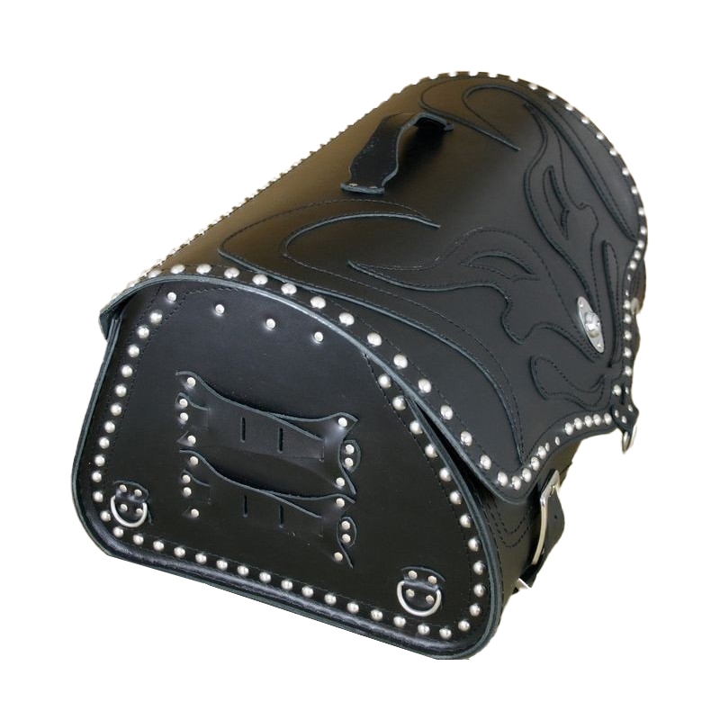 RSA K22 Black Demon sac de moto en cuir noir avec rivets 42 l