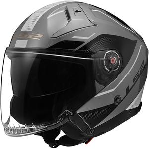 Casque moto ouvert LS2 OF603 Infinity II Veyron gris et blanc