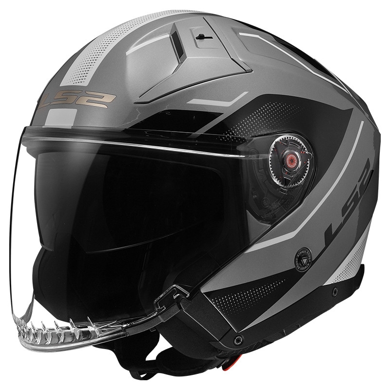 Casque moto ouvert LS2 OF603 Infinity II Veyron gris et blanc