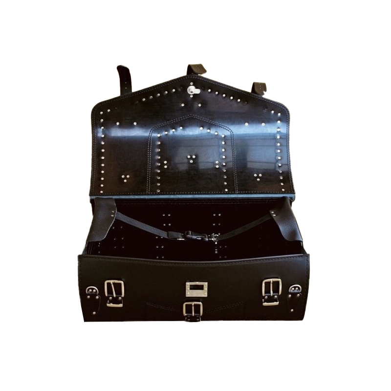 Sac en cuir avec serrure RSA K182 noir avec rivets 57 l