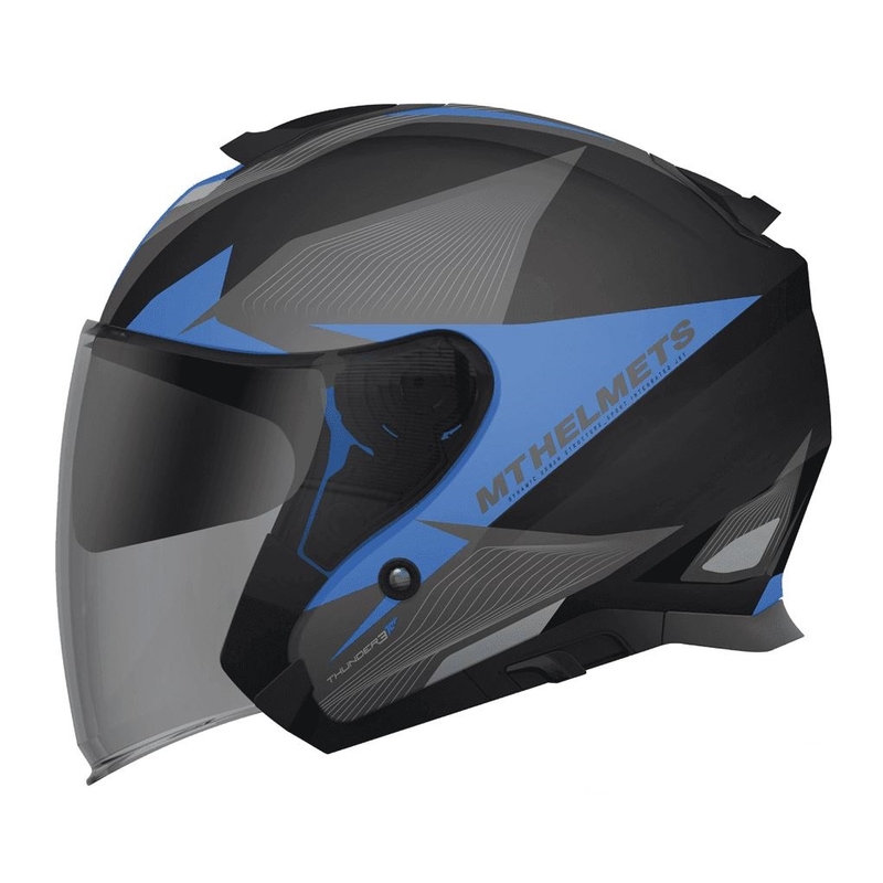 Přilba na motorku otevřená MT Thunder SV Jet Wing černá matná-modrá