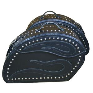 Sacoches moto en cuir RSA S152 noir avec rivets 18 l