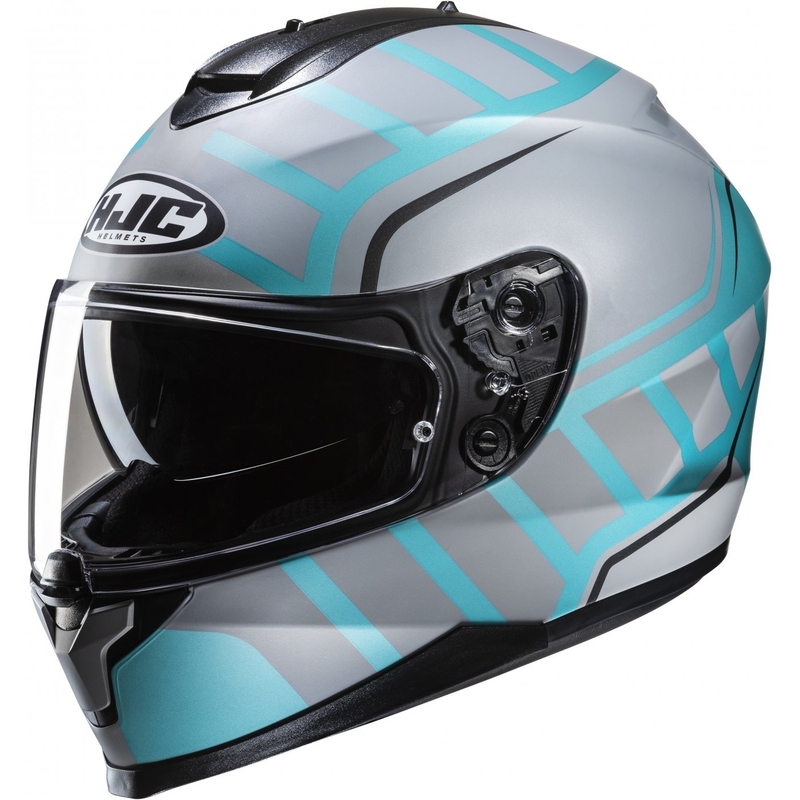 Casque moto intégral HJC C70N Holt MC4SF gris-turquoise