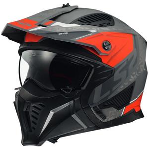 Casque moto LS2 OF606 Drifter Devor argent-titane-rouge
