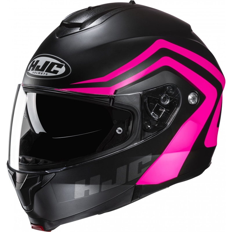 Casque de moto modulable HJC C91N Nepos MC8SF noir et rose