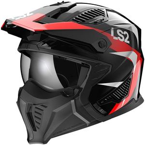 Casque moto LS2 OF606 Drifter Triality noir-rouge