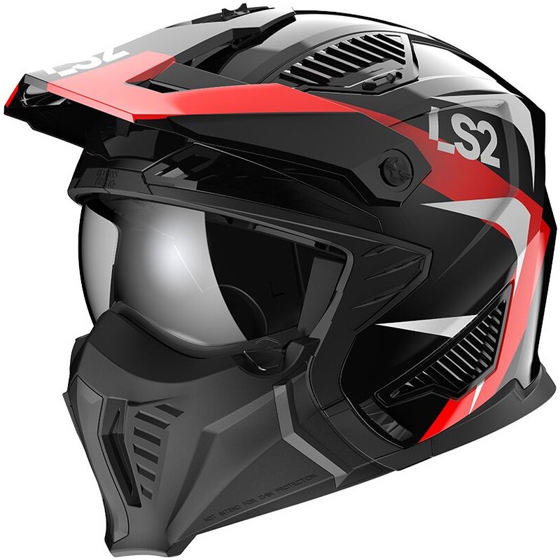 Casque moto LS2 OF606 Drifter Triality noir-rouge