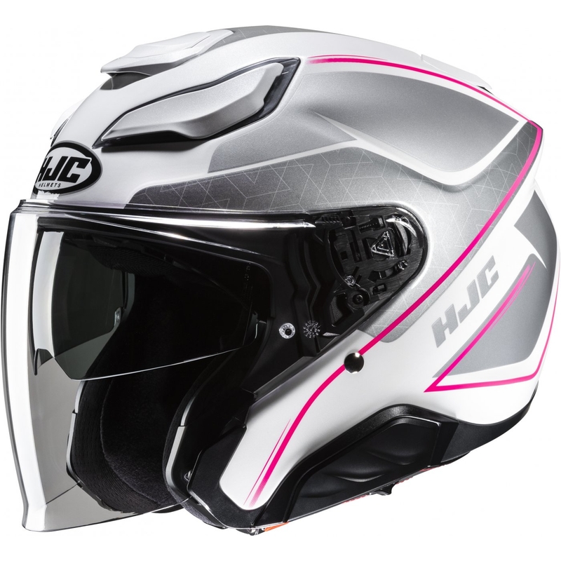 Casque moto ouvert HJC F31 Ludi MC8 blanc-gris-rose