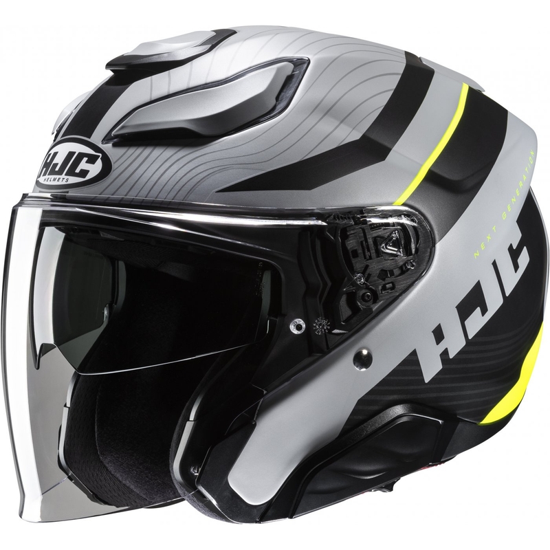 Casque moto ouvert HJC F31 Naby MC3HSF gris-noir-jaune fluo