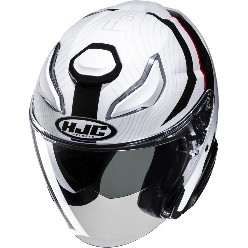 Casque moto ouvert HJC F31 Naby MC1 blanc-noir-rouge