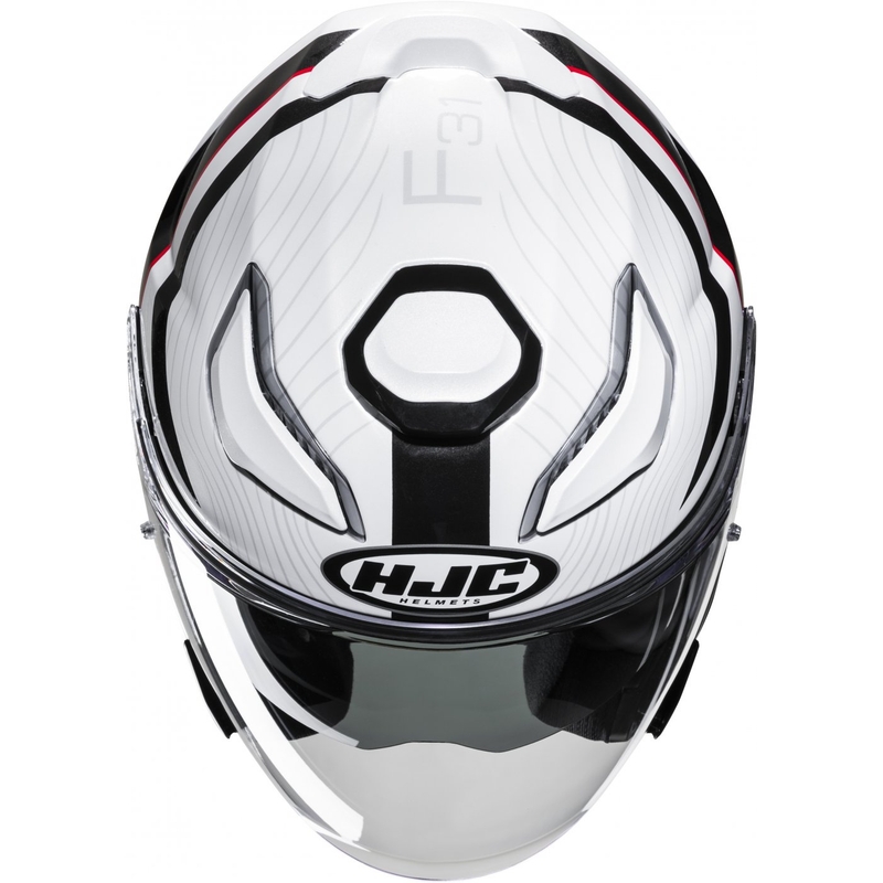 Casque moto ouvert HJC F31 Naby MC1 blanc-noir-rouge