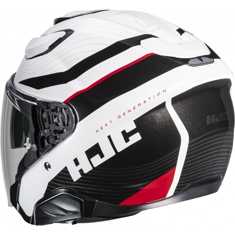 Casque moto ouvert HJC F31 Naby MC1 blanc-noir-rouge