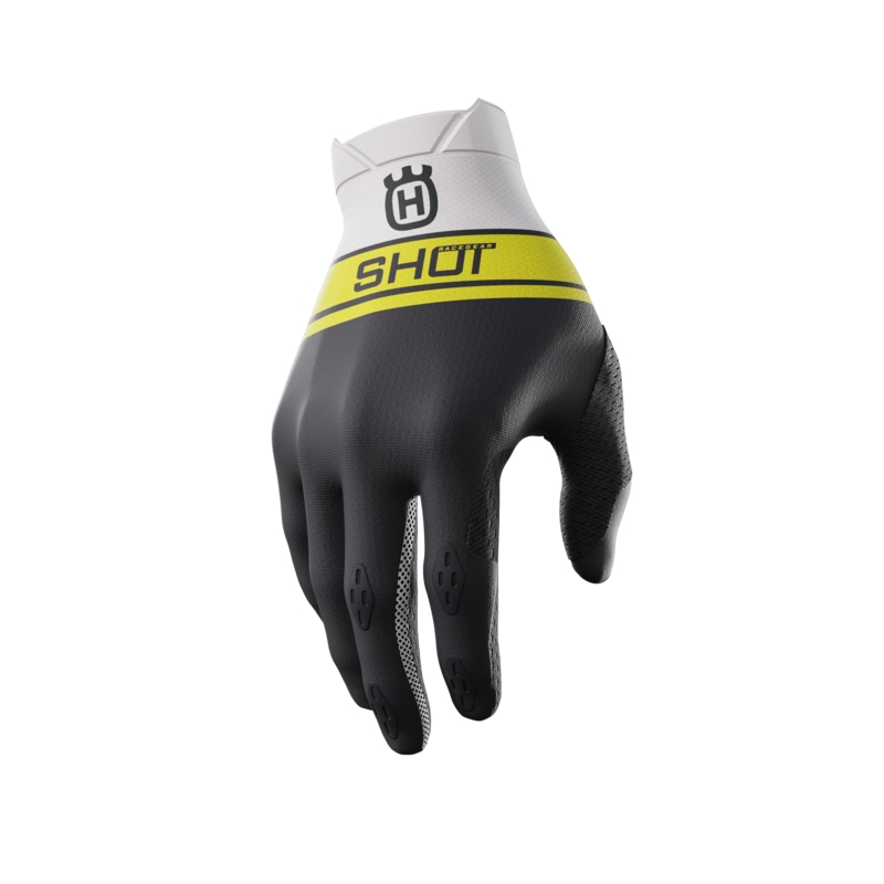 Gants de motocross Shot Aerolite Husqvarna LE 2024 blanc-noir soldes