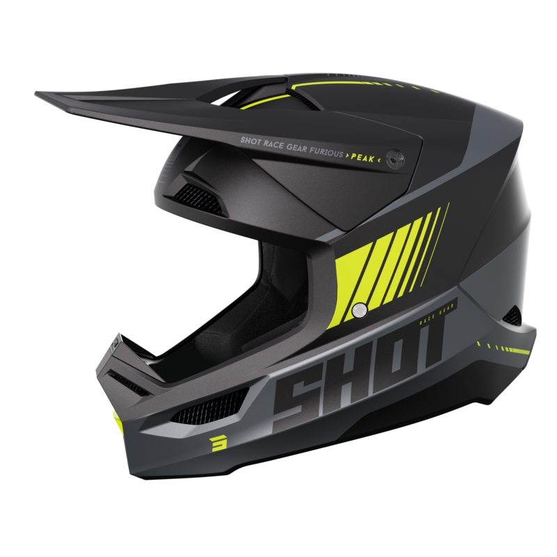 Casque motocross Shot Furious Peak gris-jaune fluo matt