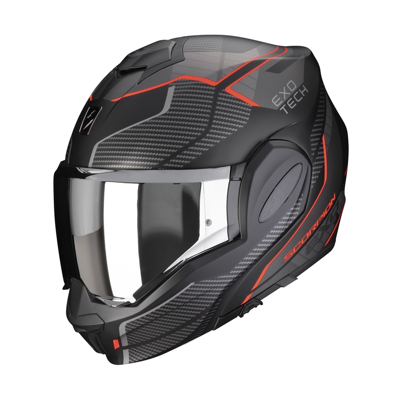 Casque à visière Scorpion EXO-TECH EVO ANIMO noir-rouge soldes