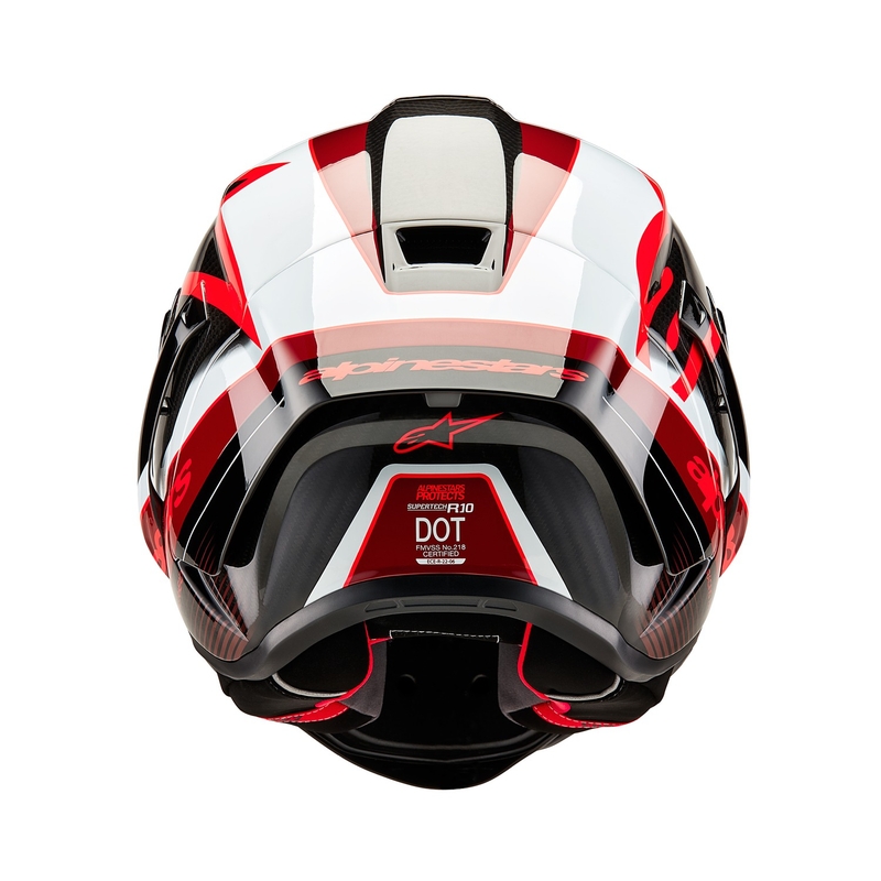 Casque moto intégral Alpinestars Supertech R-10 Team carbone rouge et blanc