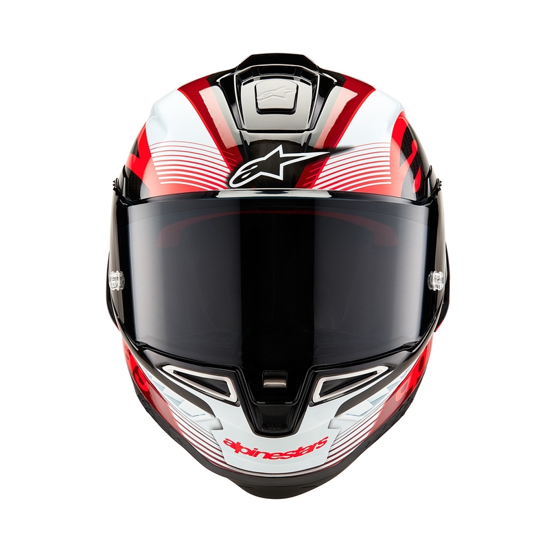 Casque moto intégral Alpinestars Supertech R-10 Team carbone rouge et blanc