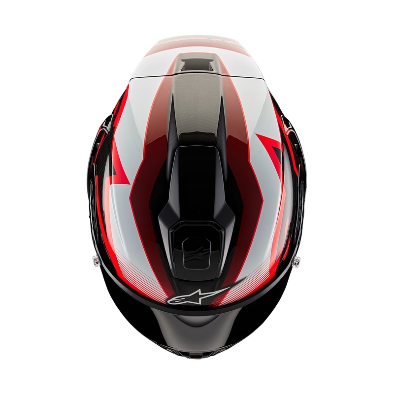 Casque moto intégral Alpinestars Supertech R-10 Team carbone rouge et blanc