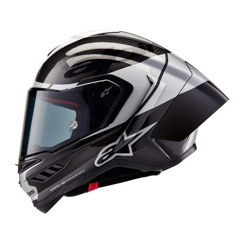 Casque moto intégral Alpinestars Supertech R-10 Element en carbone argent-noir