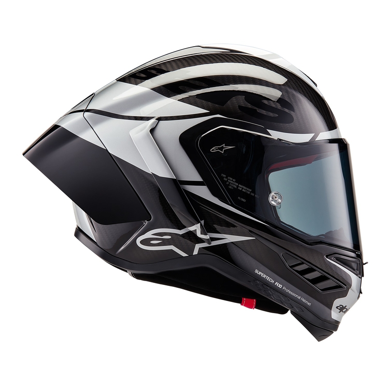 Casque moto intégral Alpinestars Supertech R-10 Element en carbone argent-noir