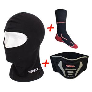 SET : Cagoule de moto RSA + chaussettes fonctionnelles + ceinture rénale