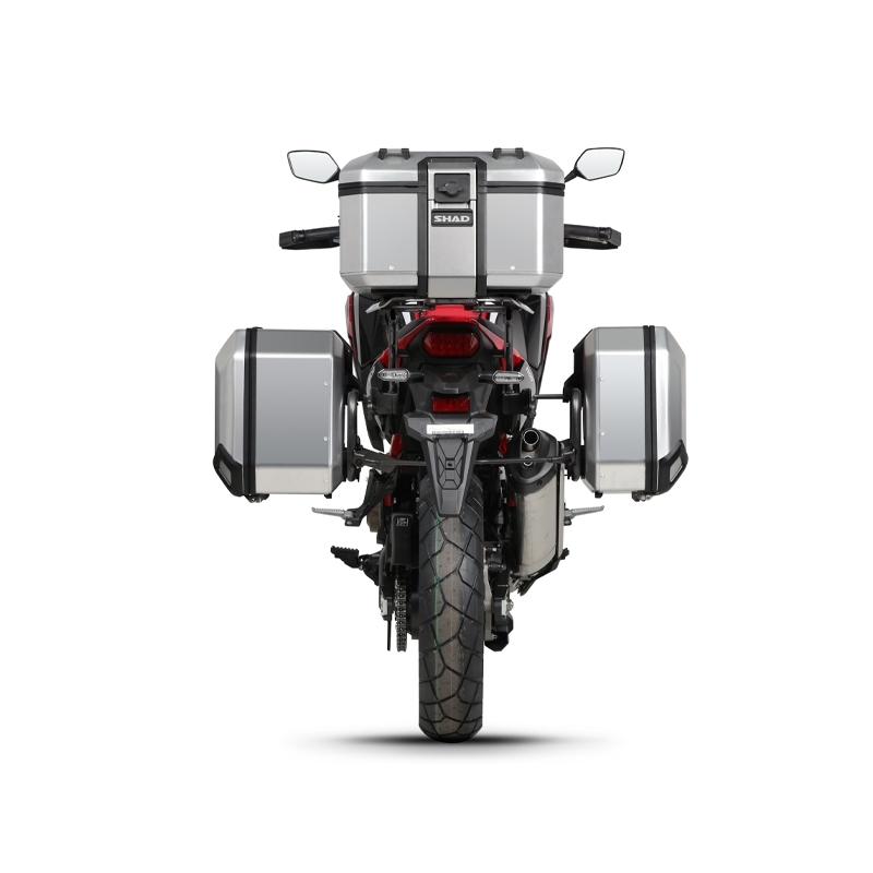 Kompletní sada černých hliníkových kufrů SHAD TERRA BLACK , 48L topcase   36L/47L boční kufry, včetně montážní sady a plotny SHAD HONDA CRF 1100 Africa Twin
