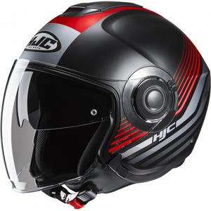 Casque moto ouvert HJC i40N Dova MC1SF noir-gris-rouge