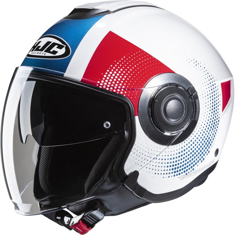 Casque moto ouvert HJC i40N Pyle MC21 rouge-bleu-blanc