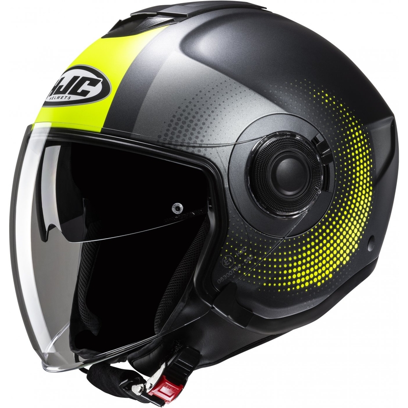 Casque moto ouvert HJC i40N Pyle MC3HSF gris-jaune fluo