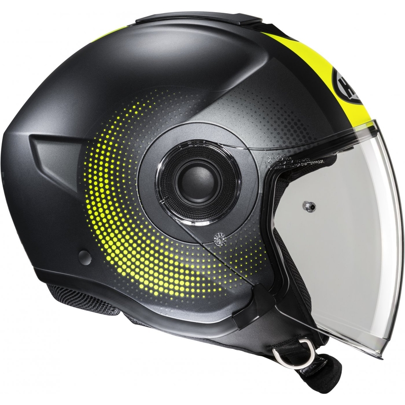 Casque moto ouvert HJC i40N Pyle MC3HSF gris-jaune fluo