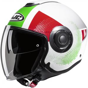 Casque moto ouvert HJC i40N Pyle MC41 rouge-vert-blanc