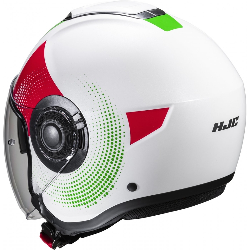 Casque moto ouvert HJC i40N Pyle MC41 rouge-vert-blanc
