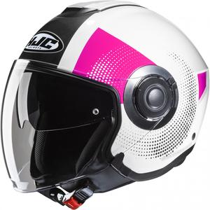 HJC i40N Pyle MC8 rose-noir-blanc casque moto ouvert