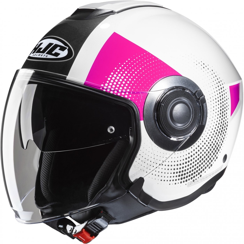 HJC i40N Pyle MC8 rose-noir-blanc casque moto ouvert