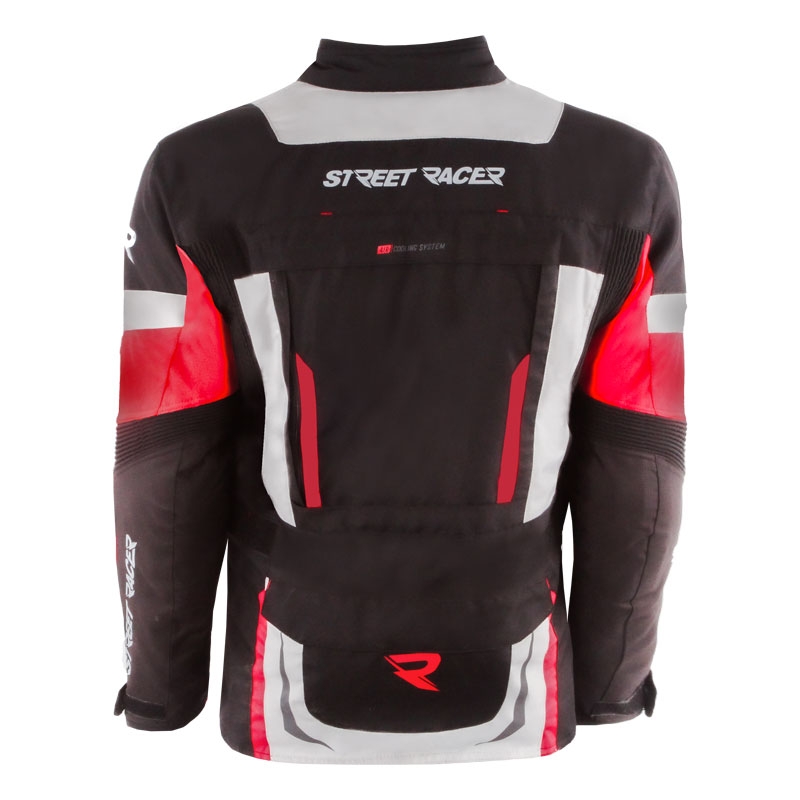 Veste de moto Street Racer Hilax noir-gris-rouge