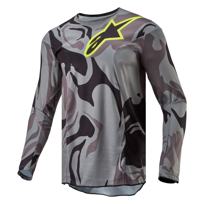 Maillot de motocross Alpinestars Racer Tactical gris camouflage-jaune fluo-noir