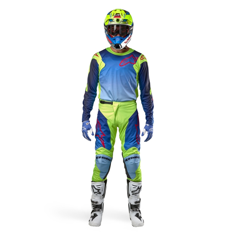 Maillot de motocross Alpinestars Racer Hoen jaune fluo-bleu-rouge