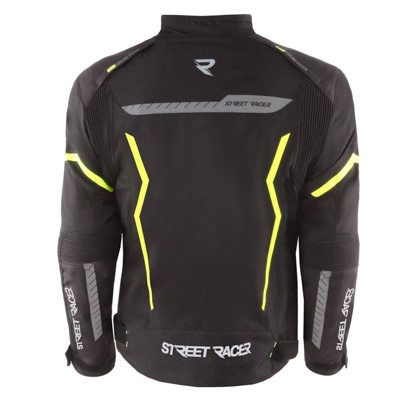 Veste de moto Street Racer Flex noir-jaune fluo