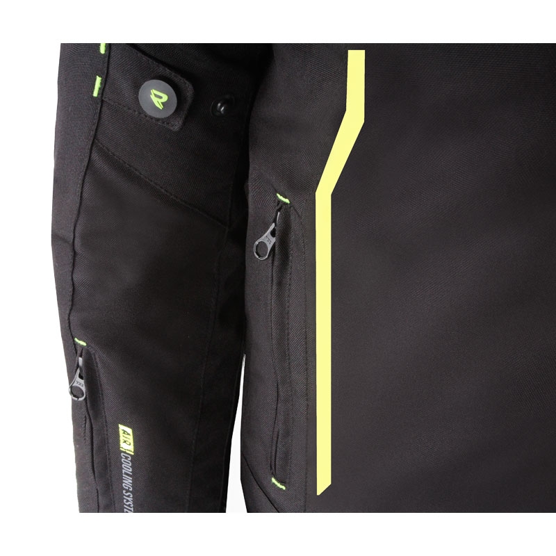 Veste de moto Street Racer Flex noir-jaune fluo