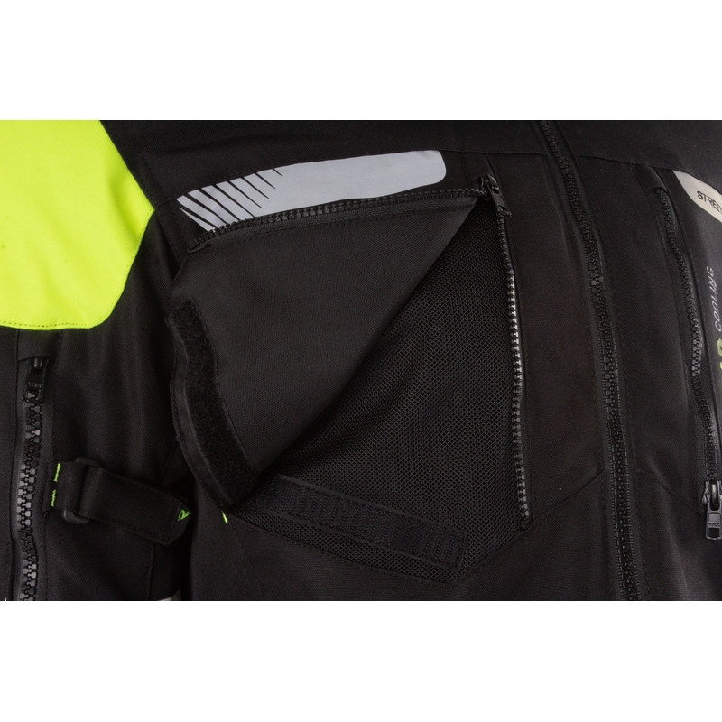 Veste de moto Street Racer toutes saisons Noir-Jaune fluo