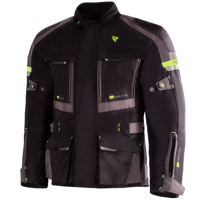 Blouson de moto Street Racer Rocket noir-gris-jaune fluo