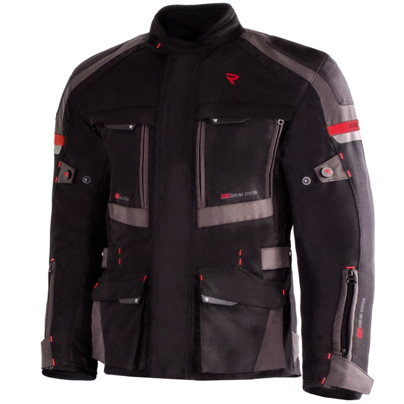 Veste de moto Street Racer Rocket noir-gris-rouge