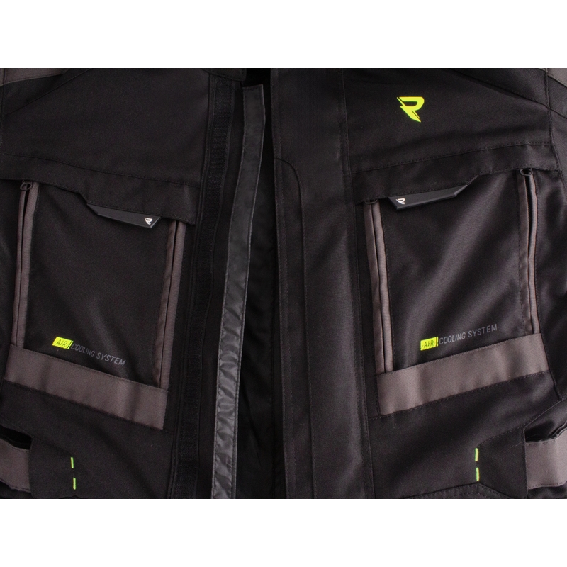 Blouson de moto Street Racer Rocket noir-gris-jaune fluo