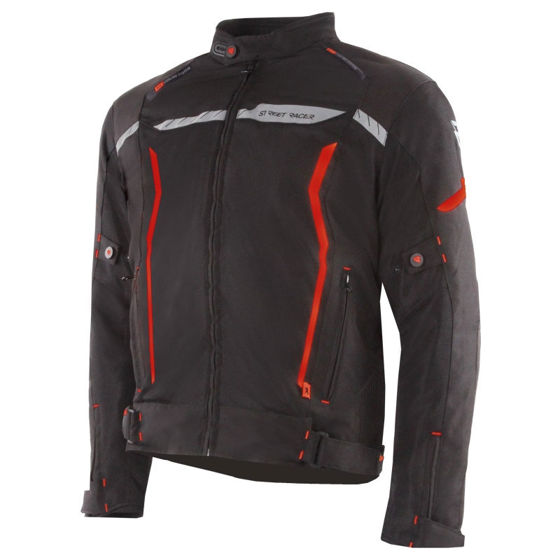 Veste de moto Street Racer Flex noire et rouge