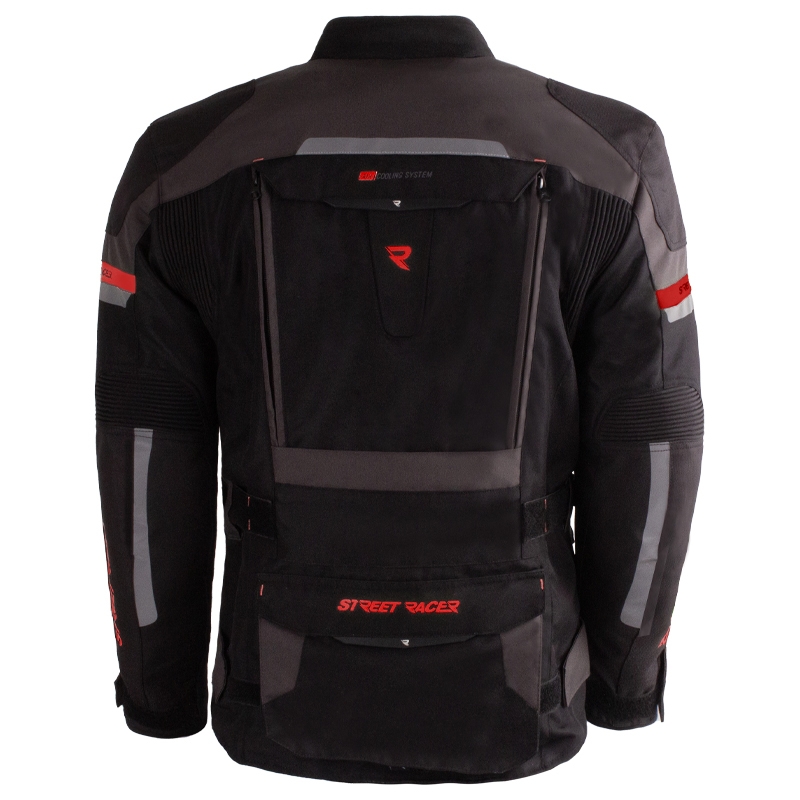 Veste de moto Street Racer Rocket noir-gris-rouge