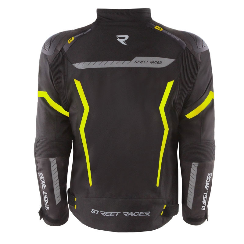 Blouson moto Street Racer Flex EVO noir-jaune fluo