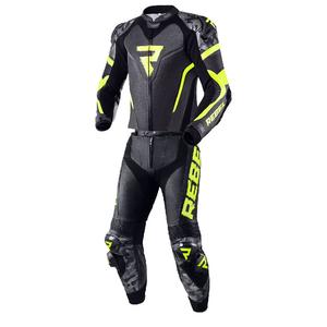 Combinaison moto Rebelhorn Rebel noir-gris-jaune fluo