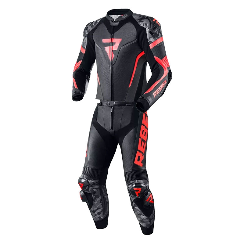 Combinaison moto Rebelhorn Rebel fluo rouge-noir